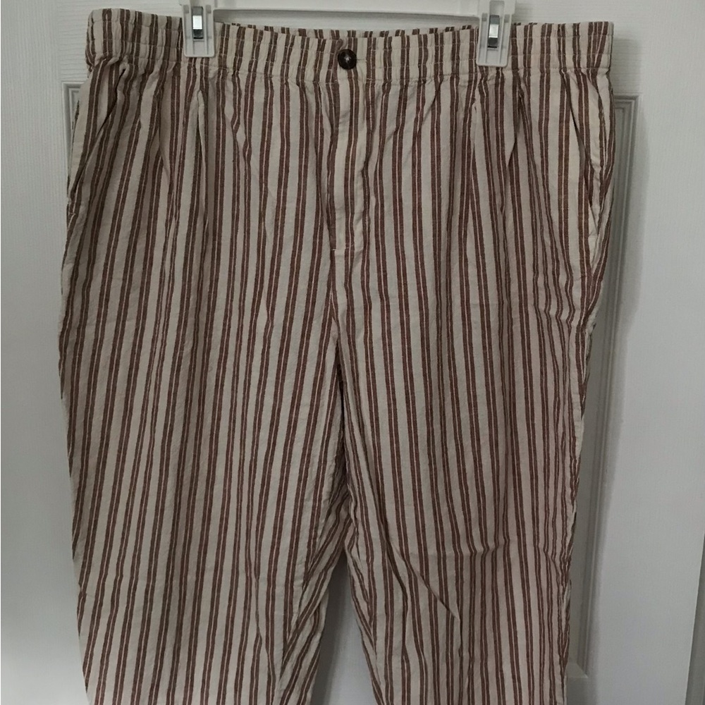 Madewell linen cropped pants with elastic waist